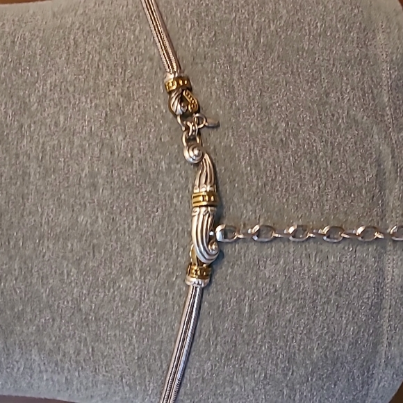 Brighton Boho Style Sliver & Brass Chain Belt - Picture 2 of 12